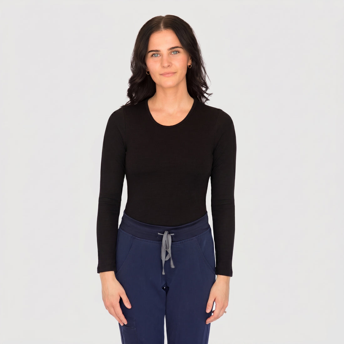 AeroKnit Seamless Underscrub for Nurses — Long Sleeve, Black