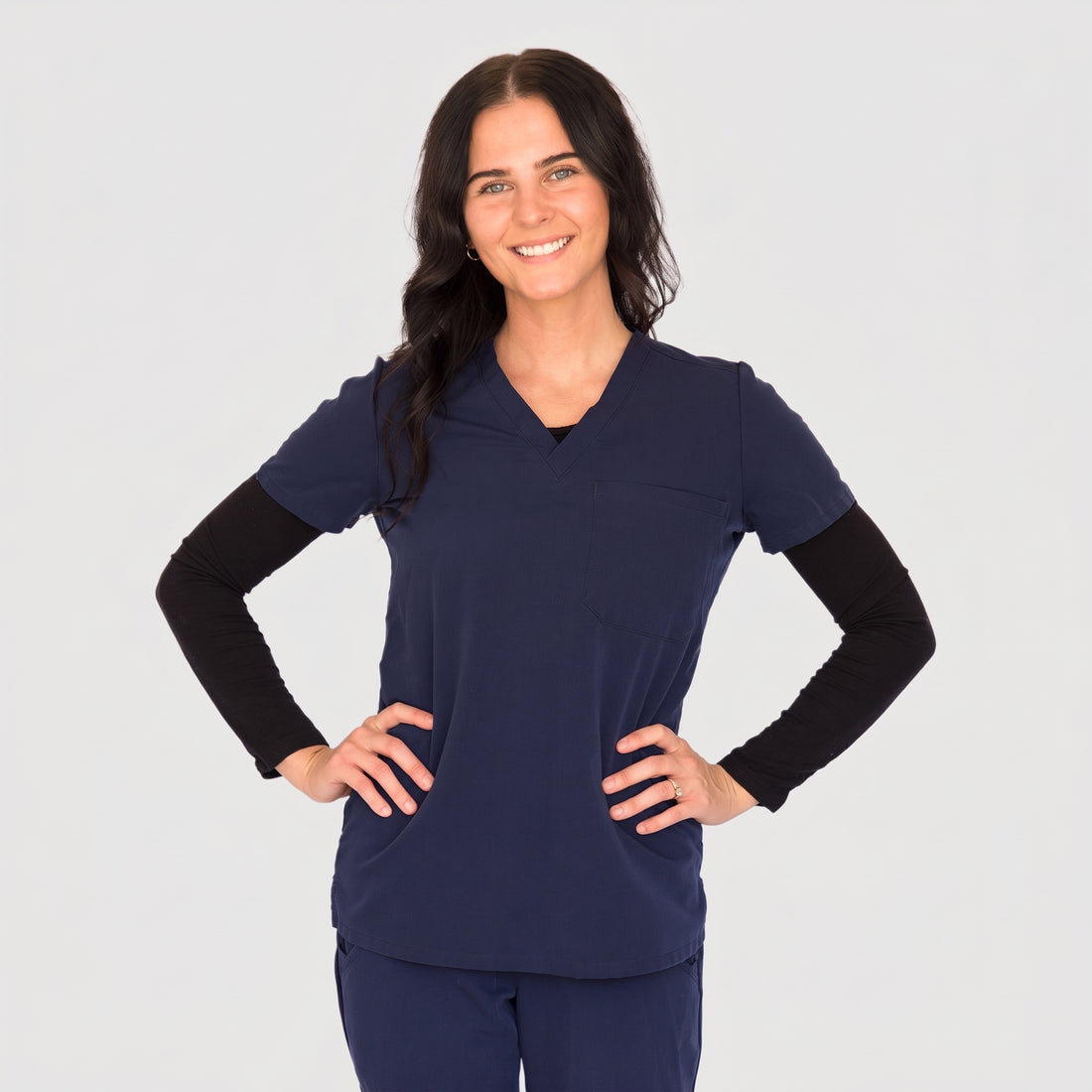 AeroKnit Seamless Underscrub for Nurses — Long Sleeve, Black