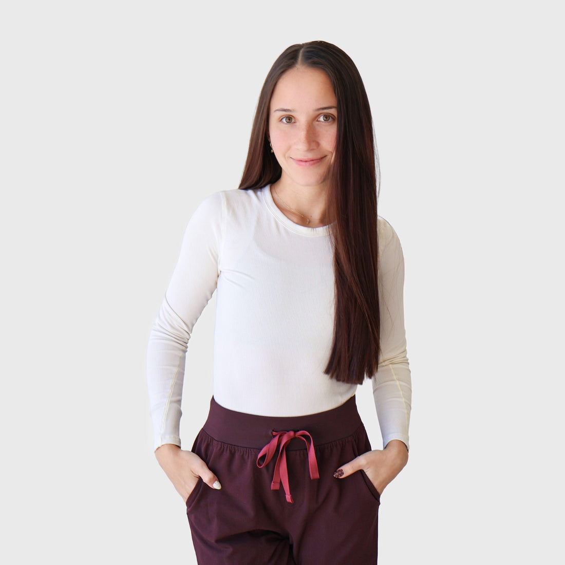 AeroKnit 2.0 Long Sleeve Underscrub in Cream, front view