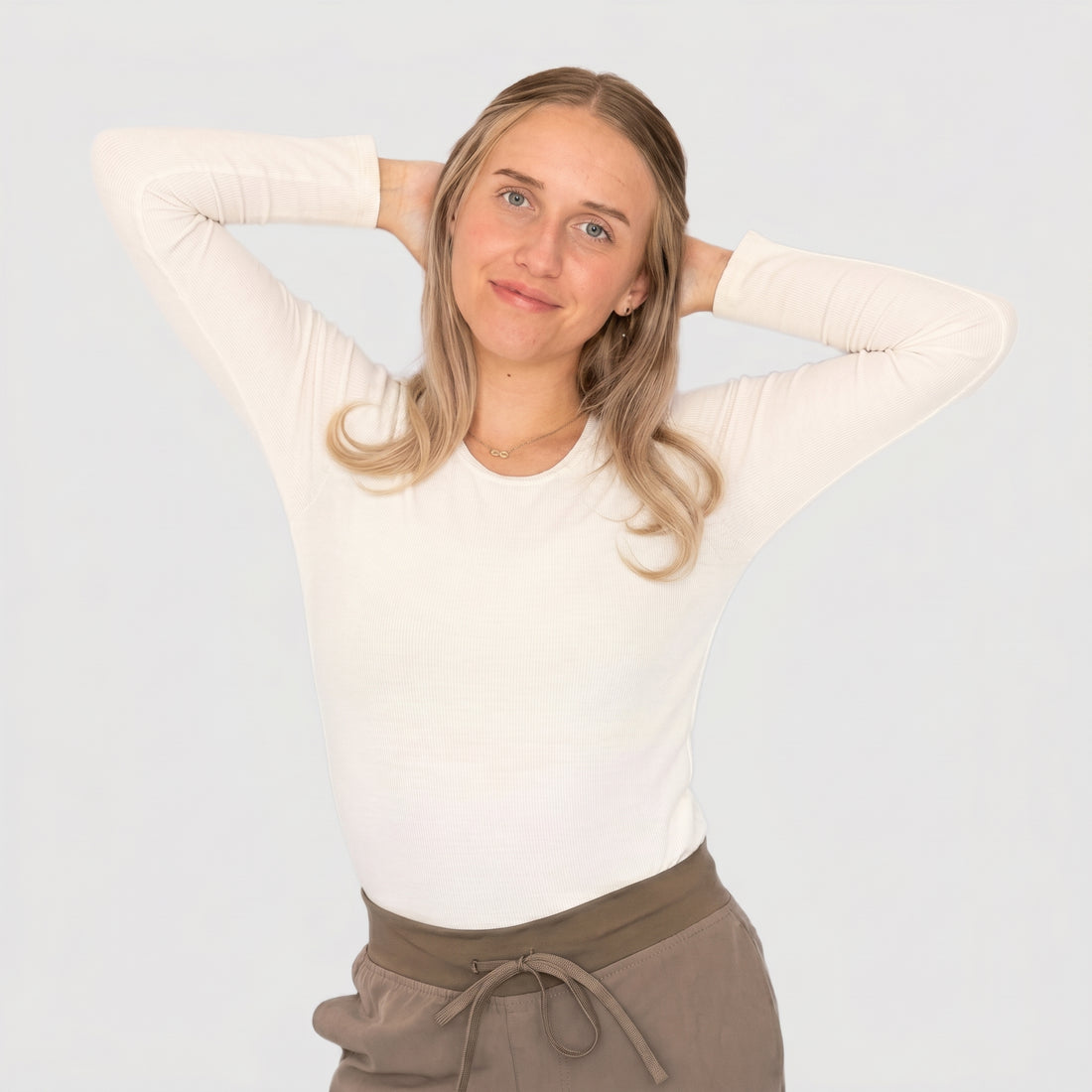 AeroKnit Seamless Underscrub for Nurses — Long Sleeve, Cream