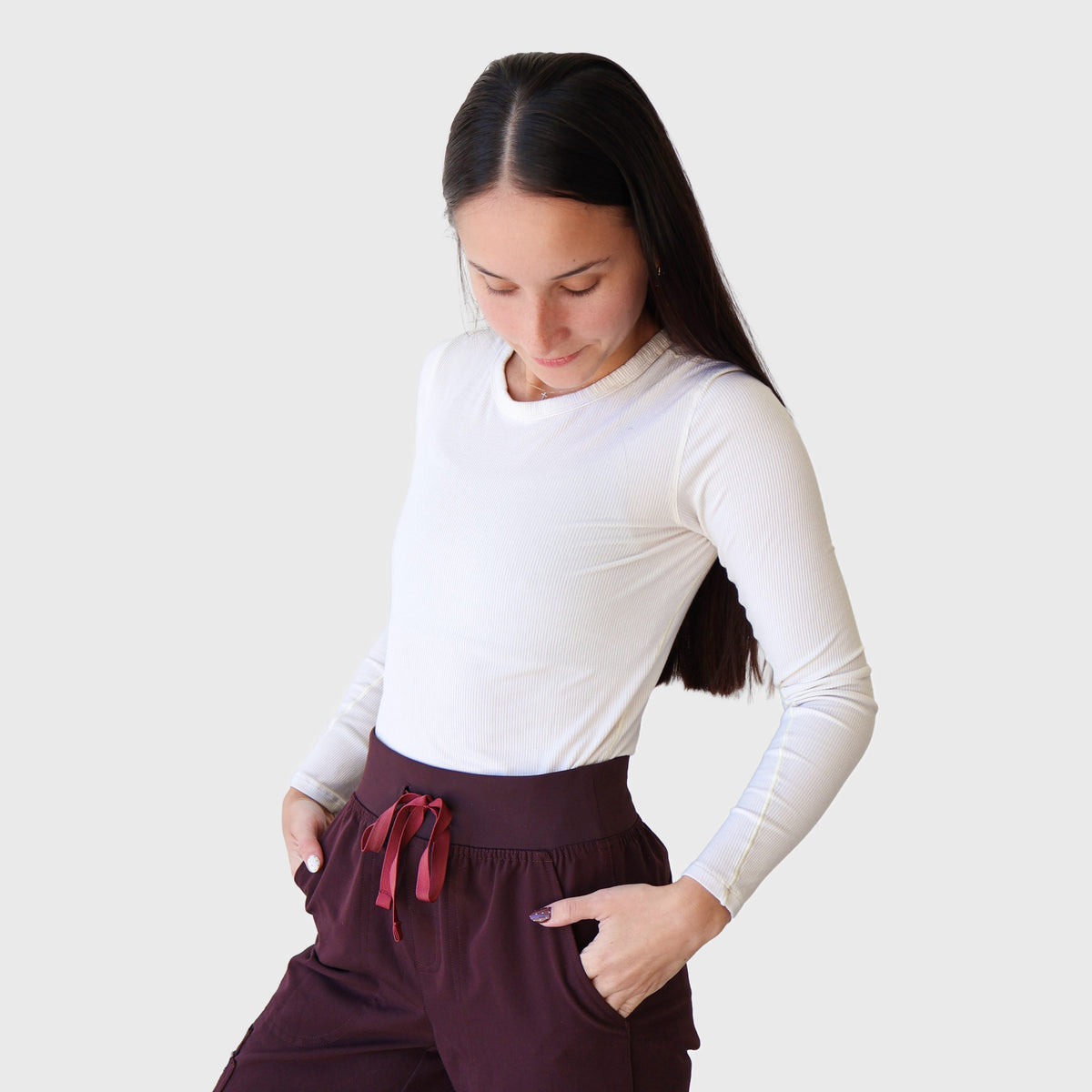 AeroKnit 2.0 Long Sleeve Underscrub in Cream, second view
