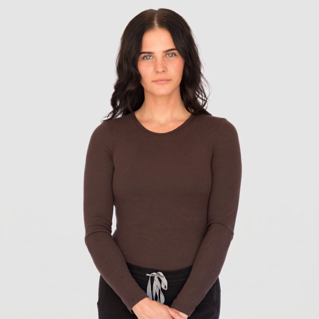 AeroKnit Seamless Underscrub for Nurses — Long Sleeve, Espresso