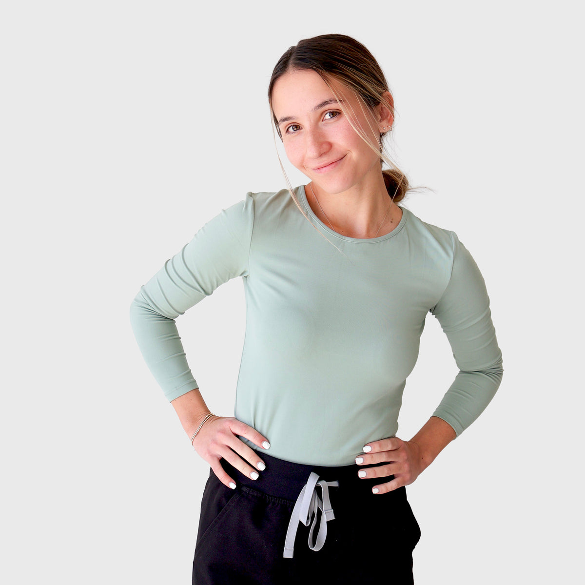 Ala Underscrubs CloudSoft Long Sleeve in Sage Green — view 1