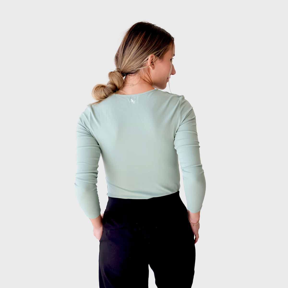Ala Underscrubs CloudSoft Long Sleeve in Sage Green — view 2