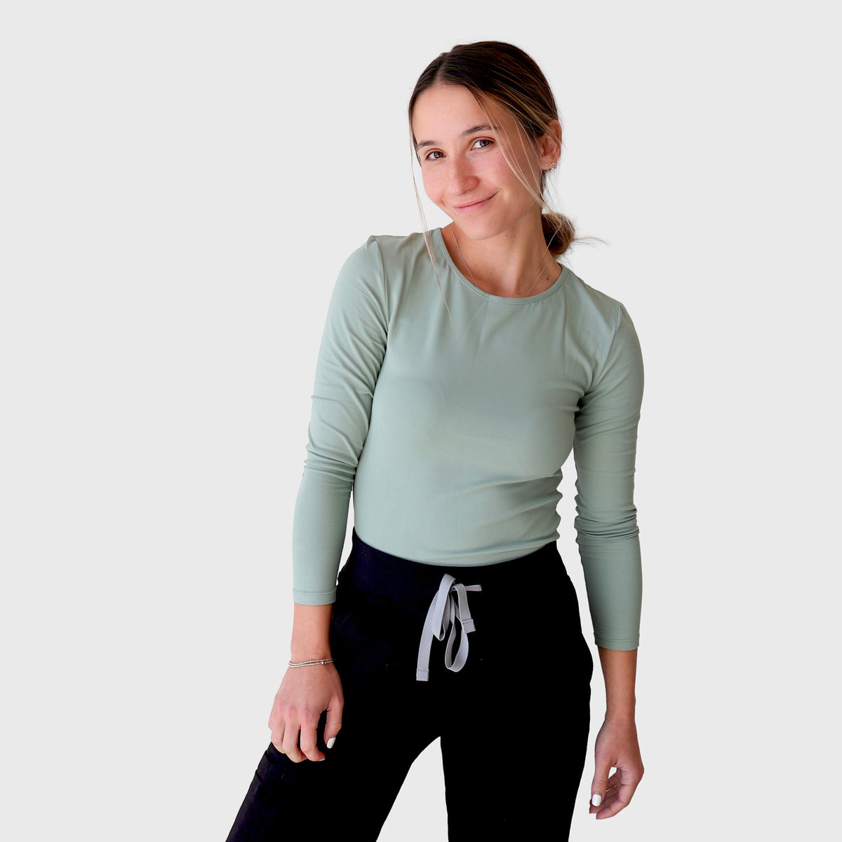 Ala Underscrubs CloudSoft Long Sleeve in Sage Green — view 3