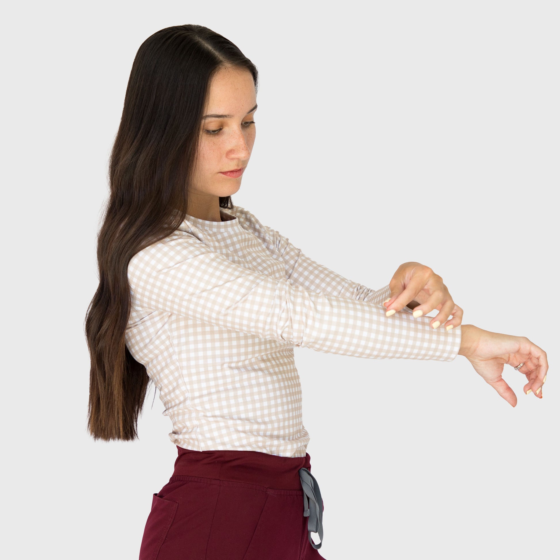 Gingham CoreSupport Underscrub on model — front view