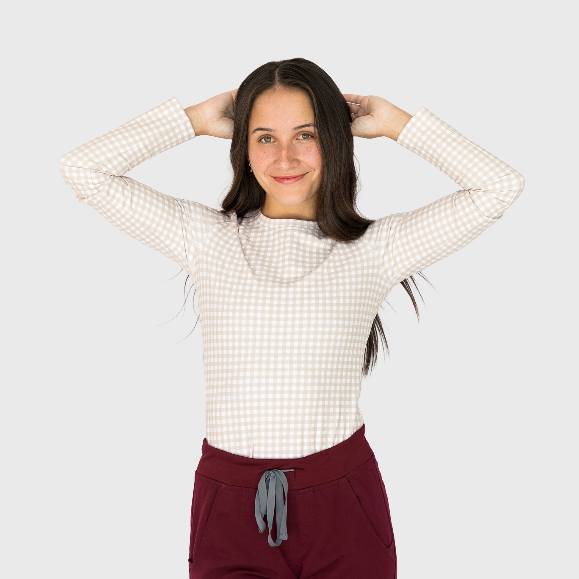 Gingham CoreSupport Underscrub on model — side view