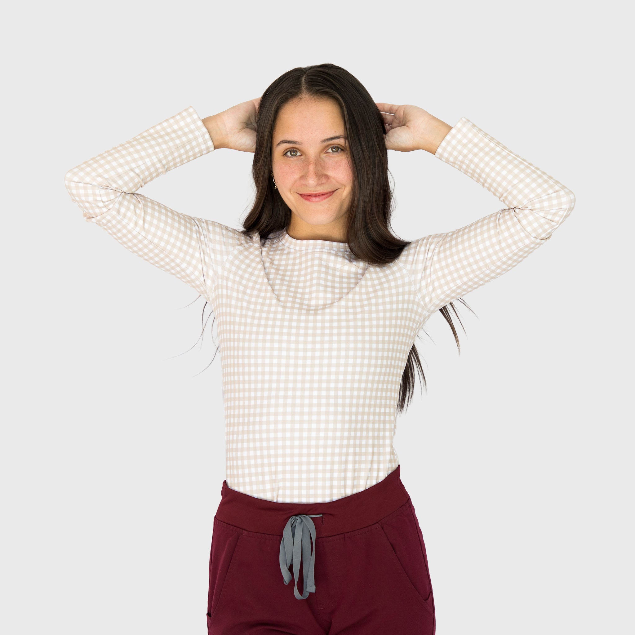 Gingham CoreSupport Underscrub on model — side view