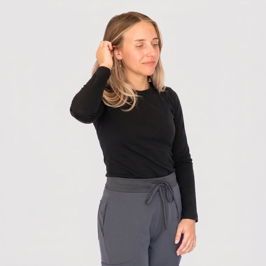 ThermoLite Mockneck Underscrub — Black front view
