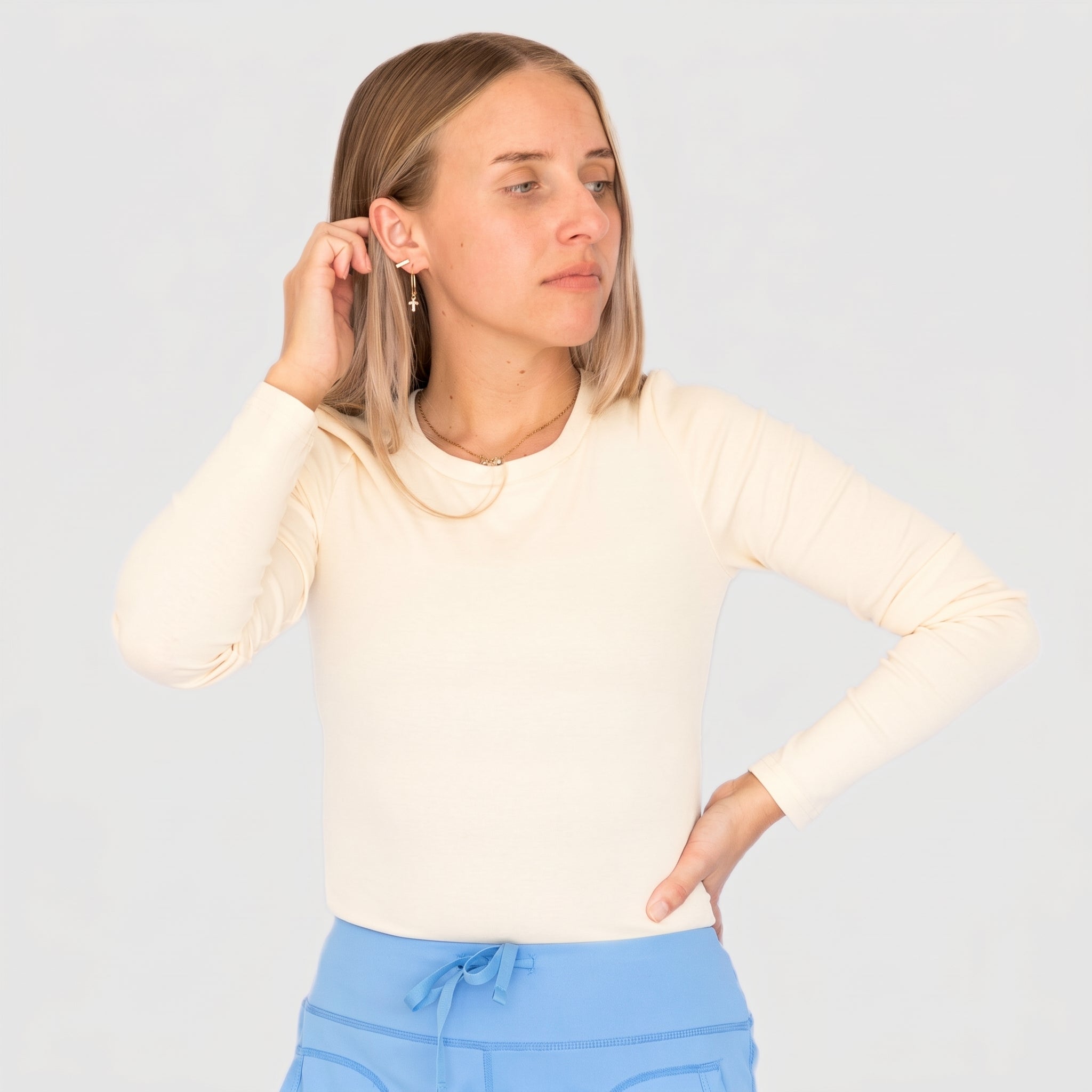 ThermoLite Mockneck Underscrub — Light Yellow front view
