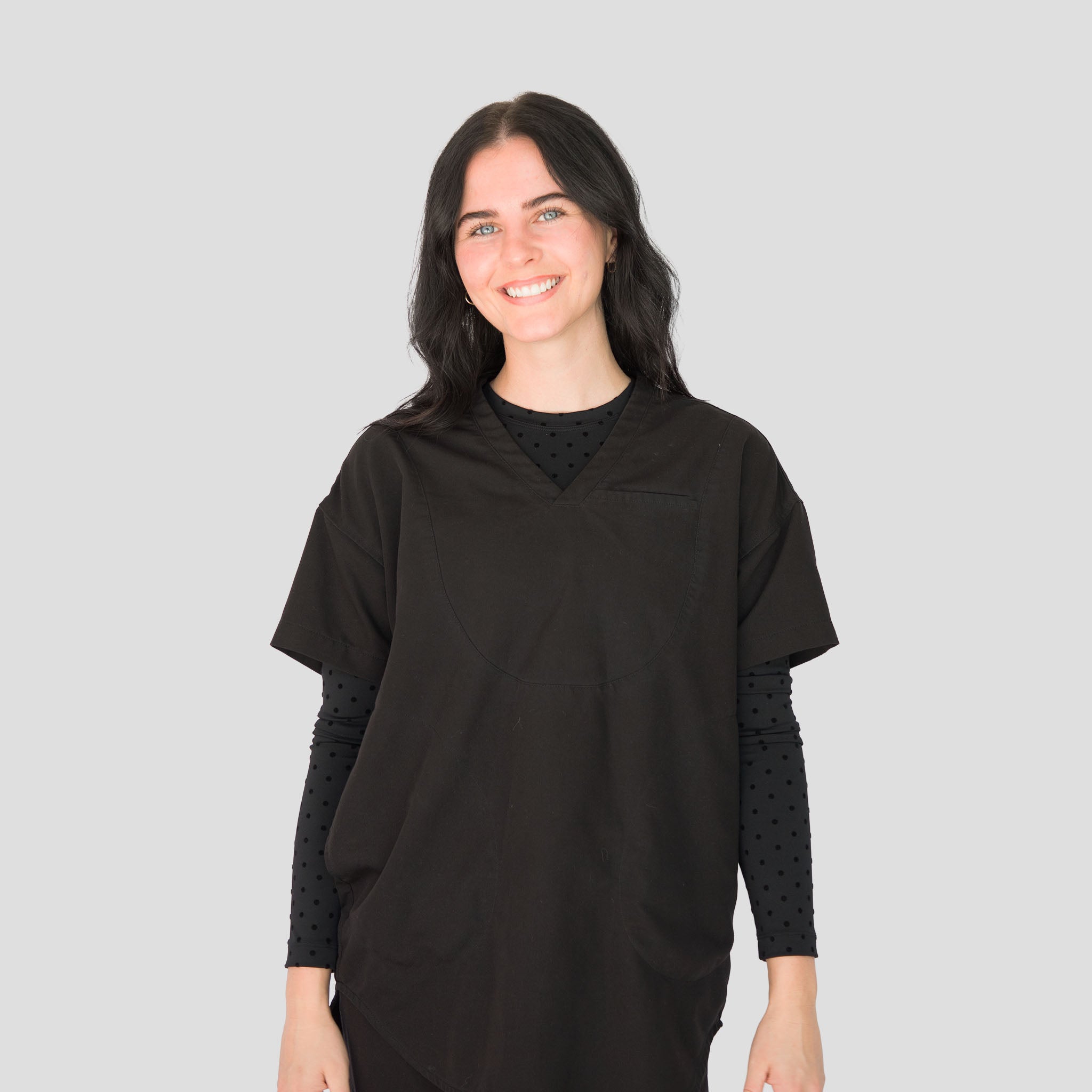 Black PolkaDot CoreSupport underscrub, on model