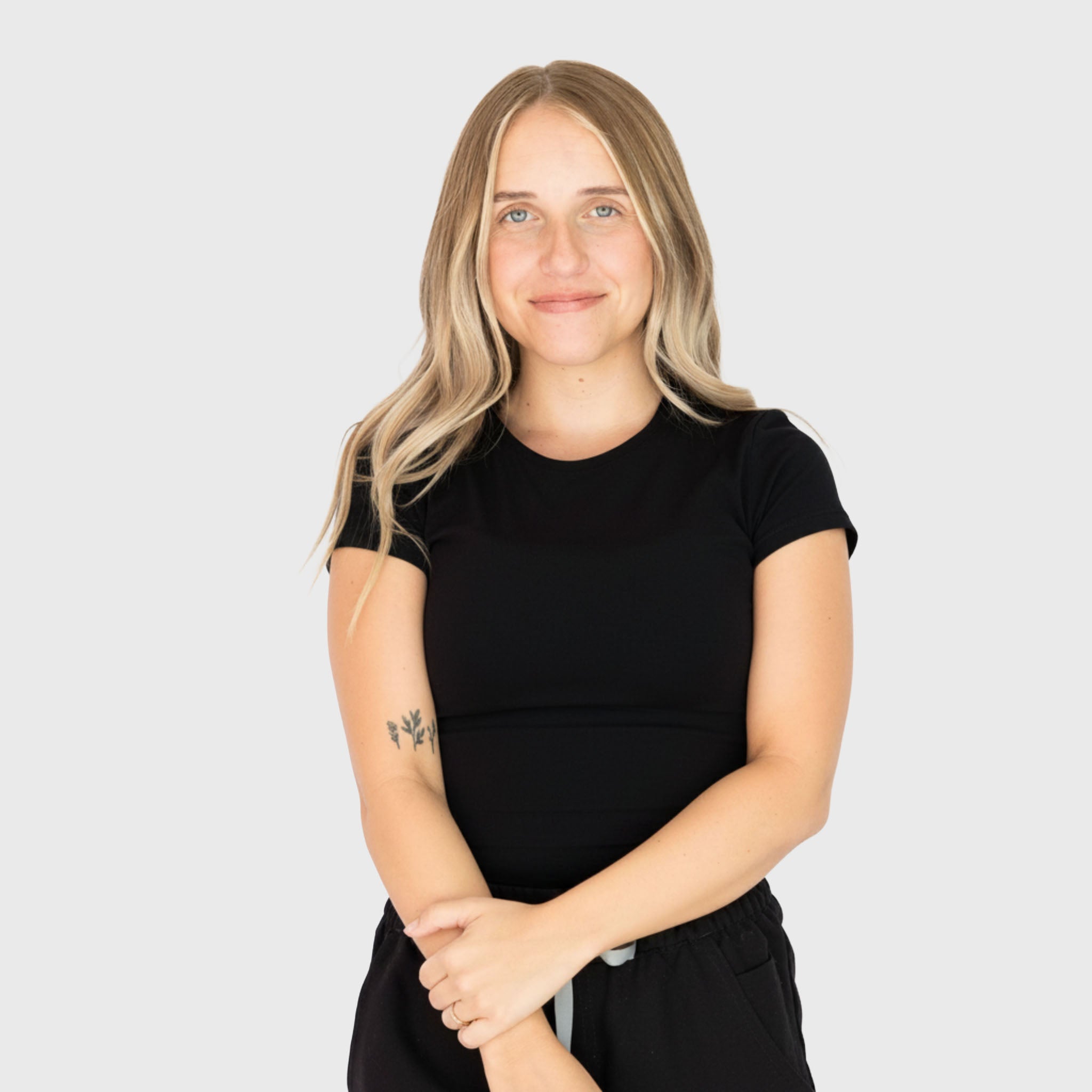 CloudSoft Short Sleeve underscrub in Black, on model